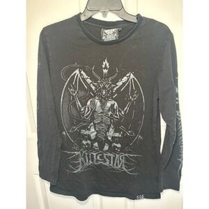 Killstar Long Sleeve T-Shirt Baphomet Occult Graphic Size M Black Goth Alt Shirt